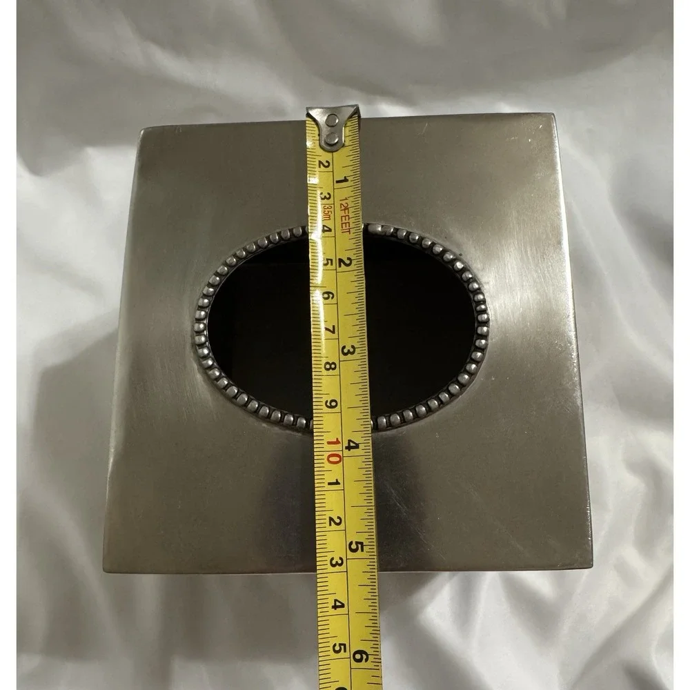 Vintage Tissue Box Stainless Steel Hollywood Regency